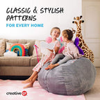 Creative QT Stuff ’n Sit Large 33’’ Bean Bag Storage Cover for Stuffed Animals & Toys – Purple Unicorn Print – Toddler & Kids’ Rooms Organizer – Beanbag Makes Great Plush Toy Hammock Alternative