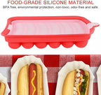 Silicone Sausage Mold, 3 Pcs Hot Dogs Silicone Mold DIY Ham Making Mould Baby Food Supplement Baking Tools, 6 Cavity Sausage Tray(Red)