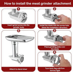 Meat Grinder & Slicer Shredder Attachments for KitchenAid Stand Mixer, Meat Grinder with 2 Size Sausage Stuffer Tubesand and 4 Types Slicer Shredder Combination Set for Mincing Meat/Chopping Food