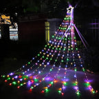 PUHONG Christmas Decoration Outdoor Star String Lights,16.4Ft Christmas Tree Toppers Lights 320 LED 8 Memory Modes with 14" Lighted Star for Halloween Christmas New Year Holiday Birthday