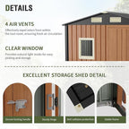 Outdoor Storage Shed 6x4 Ft, Lockable Metal Garden Shed with Window, Tool Shed Tiny House Vertical Outside Storage Building for Backyard, Lawn, Patio, Bike