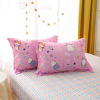 Kids Cute Cat Comforter Set Full Size 7 Piece Pink Rainbow Star Sun Heart Bed in A Bag Kawaii Animal Butterfly Fish Bedding Set for Girls Teens Super Soft All Season