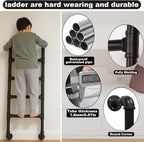 10 Rung Wall Mounted Ladder Heavy Duty 450lbs Capacity, 10FT Steel Pipe Fire Escape Ladder for Egress Window & Basement, Industrial Wall/Floor-Mounted Loft