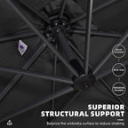 PURPLE LEAF 9' X 11.5' Patio Umbrella Outdoor Cantilever Rectangle Umbrella Aluminum Offset Umbrella with 360-degree Rotation for Garden Deck Pool Patio Black