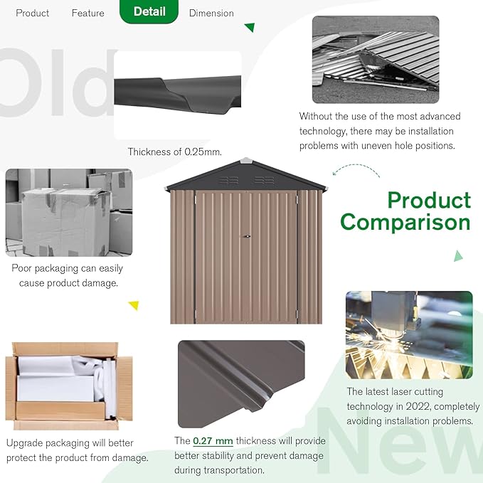 U-MAX 6x4 Storage Sheds & Outdoor Storage, Small 4x6 Outdoor Storage Garden Outside Shed kit, Galvanized Metal Utility Shed for Backyard, Patio and Lawn
