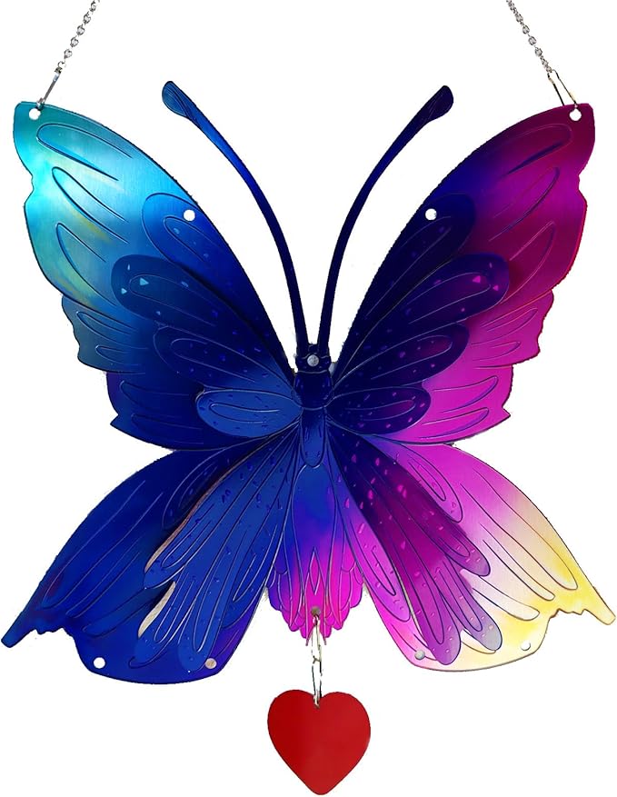 DJUAN Butterfly Gifts for Women Mom Grandma,Stainless Steel Butterfly Outdoor Statues for Yard Art Ornaments Window Porch Patio Home House Wall Decorations - Birthday Gift for Mother's Day Christmas