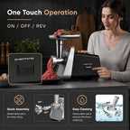 Meat Grinder, 2800W Max Meat Grinder Electric, ETL Approved Heavy Duty Meat Mincer Machine with 2 Blades, 3 Plates, Sausage Stuffer Tubes & Kubbe Kit for Home Kitchen Use