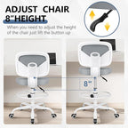 Primy Office Drafting Chair Armless, Tall Office Desk Chair Adjustable Height and Footring, Mid-back Ergonomic Standing Desk Chair Mesh Rolling Tall Chair for Art Room, Office or Home(Gray)