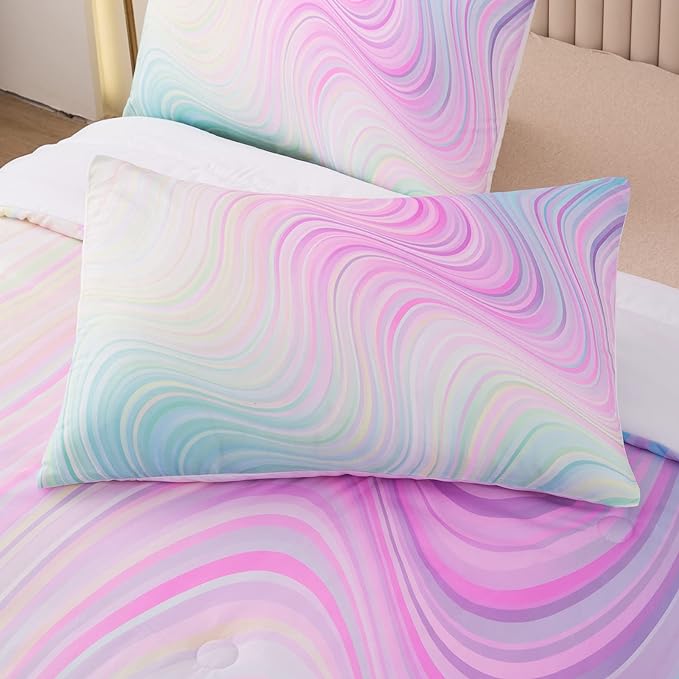 Bodhi Girls Comforter Full Size Colorful Tie Dye Comforter Teen Girl Pink Bedding Set Watercolor Pastel Pink Comforter Set Blue Purple Bedding Set Bright Girly Tie Dye Bedding
