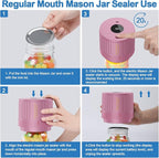 LOVE MOMENT Electric Mason Jar Vacuum Sealer Kit for Wide Mouth and Regular Mouth Mason Jar - Pink