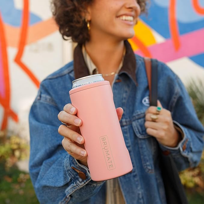 BrüMate Hopsulator Slim Can Cooler Insulated for 12oz Slim Cans | Skinny Can Insulated Stainless Steel Drink Holder for Hard Seltzer, Beer, Soda, and Energy Drinks (Lavender)