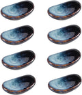 Ceramic Chopsticks Holder,Japanese Chopstick Rest,Spoon,knife & Fork Stand,Set of 8 (Starry blue)