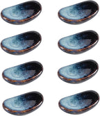 Ceramic Chopsticks Holder,Japanese Chopstick Rest,Spoon,knife & Fork Stand,Set of 8 (Starry blue)