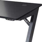 OSP Home Furnishings Beta Battlestation Gaming Desk with Bluetooth RGB LED Lights, Matte Black