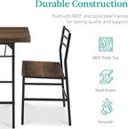 Best Choice Products 3-Piece Modern Dining Set, Space Saving Dinette for Kitchen, Dining Room, Small Space w/Steel Frame, Built-in Storage Rack - Dark Brown/Black