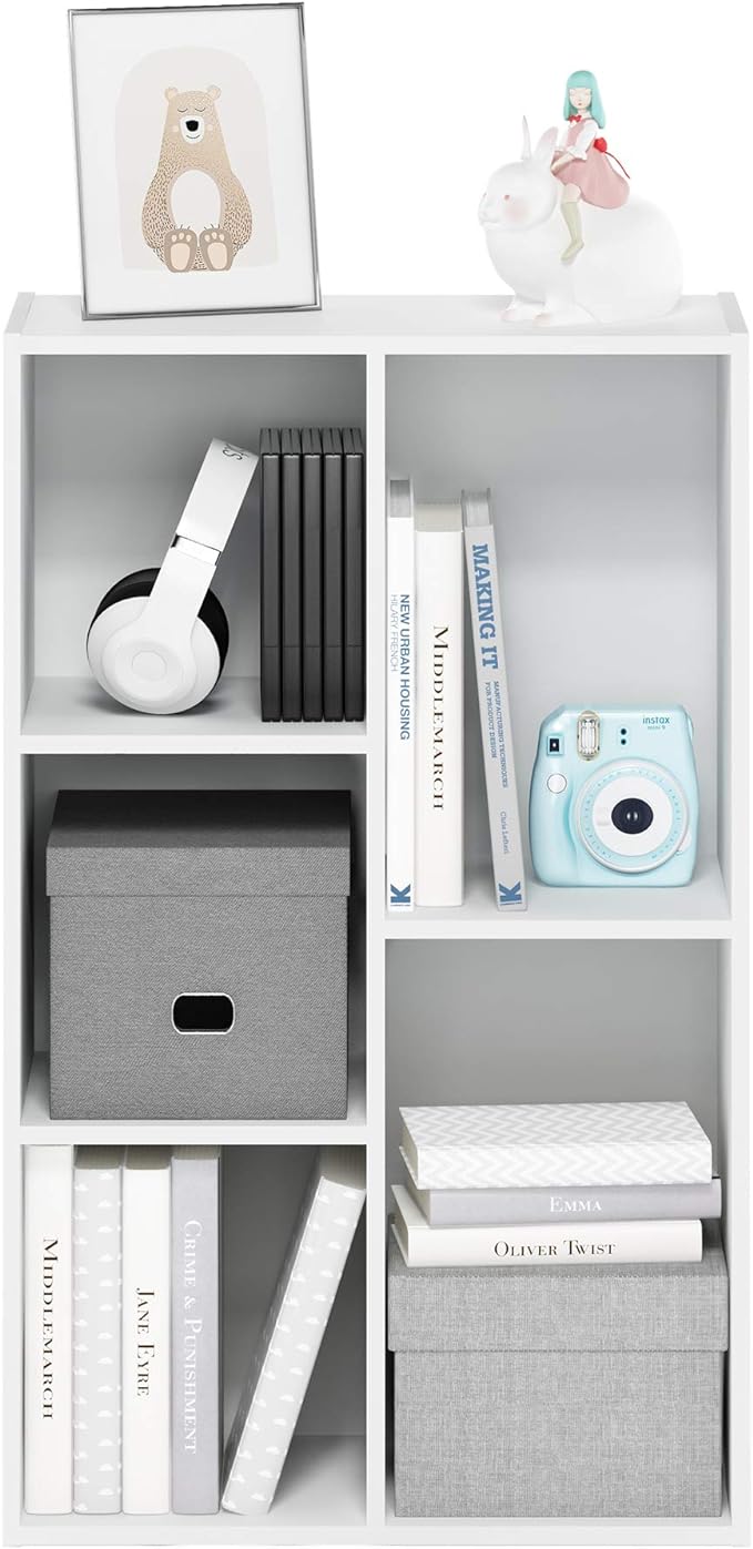 Furinno Luder Bookcase / Book / Storage , 5-Cube, White