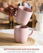 famiware Coffee Mugs Set of 6, Milkyway 13 oz Mug Set, Ceramic Cup Set with Handle for Coffee, Tea, Cocoa, Milk, Light Pink