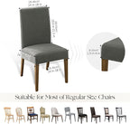 MOSAYT 100% Waterproof Dining Room Chair Covers Set of 6, Super Fit Stretch Jacquard Parson Chairs Slipcovers Removable Washable Chair Seat Protectors for Home, Kitchen, Banquet (Grey)