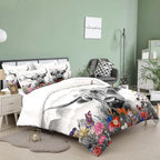 Tailor Shop Highland Cow Comforter Sets King Size,Highland Cow Bedding for Teens Kids Man,Cattle Western Bedding Wildlife Farmhouse Bull Mountain Flower Comforter with 2 Pillowcase