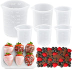 Juome 6PCS Silicone Measuring Cups for Melting Chocolate - Silicone Chocolate Melting Cup Set with 100/250/350ml Capacity, Dishwasher Safe, Baking Supplies Accessories for DIY Chocolate Molds