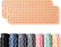2 Pack Caketime Silicone Dish Drying Mat for Kitchen Counter Faucet Protector Under Sink Stone Rack Bath Mats for Bathroom Kitchen Decor Usage Absorbent Organizer Drain Tray 17inchx6inch Beige