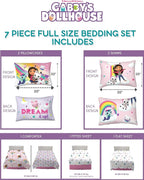 Franco Gabby's Dollhouse Kids Bedding Super Soft Comforter and Sheet Set with Sham, 7 Piece Full Size, (Officially Licensed Product)