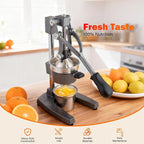 Manual Cast Iron Juicer, Gray Lemon Citrus Squeezer | Detachable Cone, Free Stainless Steel Cup, Extracts Juice from Lemons, Oranges and Grapefruits, Easy to Clean