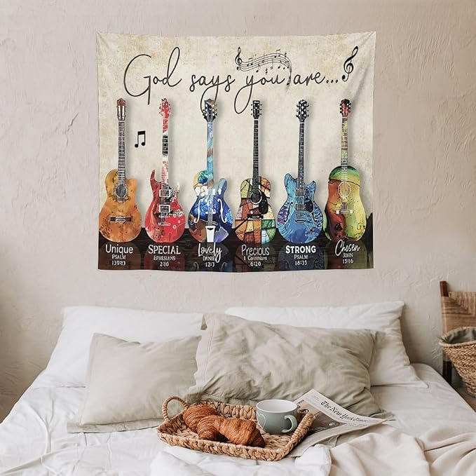 yowecso Musical Guitar Tapestry Rock Guitar Tapestry Wall Hanging for Bedroom Cool Rock Music Tapestries Aesthetic Wall Decor for Home Dorm Living Room 50"x60"