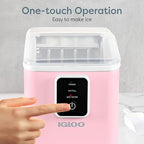 Igloo Portable Ice Maker with Scoop & Basket - Ice Maker with LED Control Panel & 1 Quart Water Tank- Ice Cube Maker Produces 26 Lbs Of Ice In 24 Hours with 8 Large or Small Cubes In 7-8 Minutes- Pink