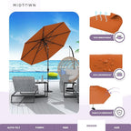 Midtown Umbrellas Sunbrella Umbrella 8 Feet Outdoor Umbrella With Sunbrella Terracotta Acrylic Fabric - Auto-Tilt Aluminum Frame Patio Umbrella For Backyard, Deck, Garden, Pool - Black Pole