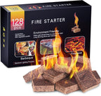 HGD Fire Starter, 128 Mini Square, Natural Fire Starters for BBQ, Campfire, Fireplace, Charcoal, Wood Stove, Chimney, Fire Pit, Grill, Smoker, Indoor Outdoor Use