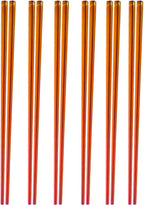 Stainless Steel Chopsticks,Reusable ,Dishwasher Safe , Easy to Use（6 PCS,Dazzling red）