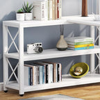 Tribesigns Reversible Industrial L-Shaped Desk with Storage Shelves, Corner Computer Desk PC Laptop Study Table Workstation for Home Office Small Space (White, 59")