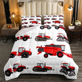 Erosebridal Red Tractor Comforter Set Heavy Equipment Truck Bedding Set for Kids Boys Girls Harvester Tractor Duvet Set Twin Size Farm Equipment Quilt Set Bedroom Collection 2Pcs Room Decor