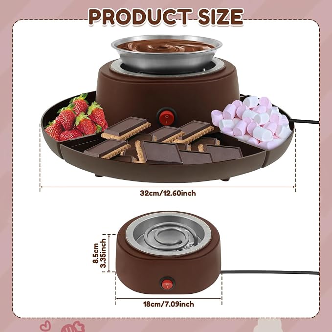 2 in 1 Smores Maker Tabletop Indoor Fondue Set, Smores Maker Tabletop Indoor Kit with Removable Trays & 4 Skewers Unique Couple Gift Set Idea, Parties, Date & Movie Night Supplies,Coffee Color