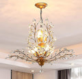 Ganeed Crystal Chandeliers,Vintage Pendant Lighting Crystal Chandelier Lighting Fixtures with 8 Lights,Ceiling Light Fixture for Living Room Bedroom Restaurant Porch Hallway (Gold)