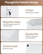 LAND·VOI Locking Wall-Mount Mailbox for Outside, with 4 Keys, Galvanized Steel Rustproof Metal Postbox, 4" Dx13.8 Wx11.2 H, Includes 3 Sets of Mailbox Numbers, Nameplate, White