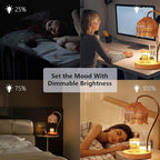 GEEZO Fragrance Candle Warmer Lamp with 2 Bulbs Electric Candle Warmer with Timer & Dimmer for Home Decor Wax Melt for Small Large Size Jar Candles Retro Wooden Base