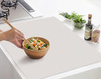 Silicone Placemats, Food-Grade Non-Slip Waterproof, Dining, Stain Resistant, Countertop Protector, Kitchen Counter Mat, Heat Resistant, Baking mat Dishwasher Safe (25.6"×17.7"-1pc Thicken White Gray)