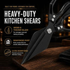 Multifunctional Heavy-Duty Kitchen Shears,Kitchen Shears for Cutting Chicken,Kitchen Scissors for Food,Japanese High-Carbon Steel Culinary Shears,for Chicken,Bone Cutting,Chris tmas Gifts (Pure Black)