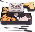 Electric Smores Maker - Indoor Smores Kit with 4 Detachable Trays, 4 Stainless Steel Forks - Flameless Smores Maker Tabletop Indoor Kit (Black)