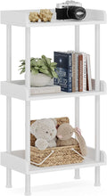 Bookshelf Small Book Shelf - 3-Tier Wood Bookcase Industrial Bookshelf with Edge Protection Metal Standing Book Shelves Display Book Rack for Living Room Bedroom Home Office (White)