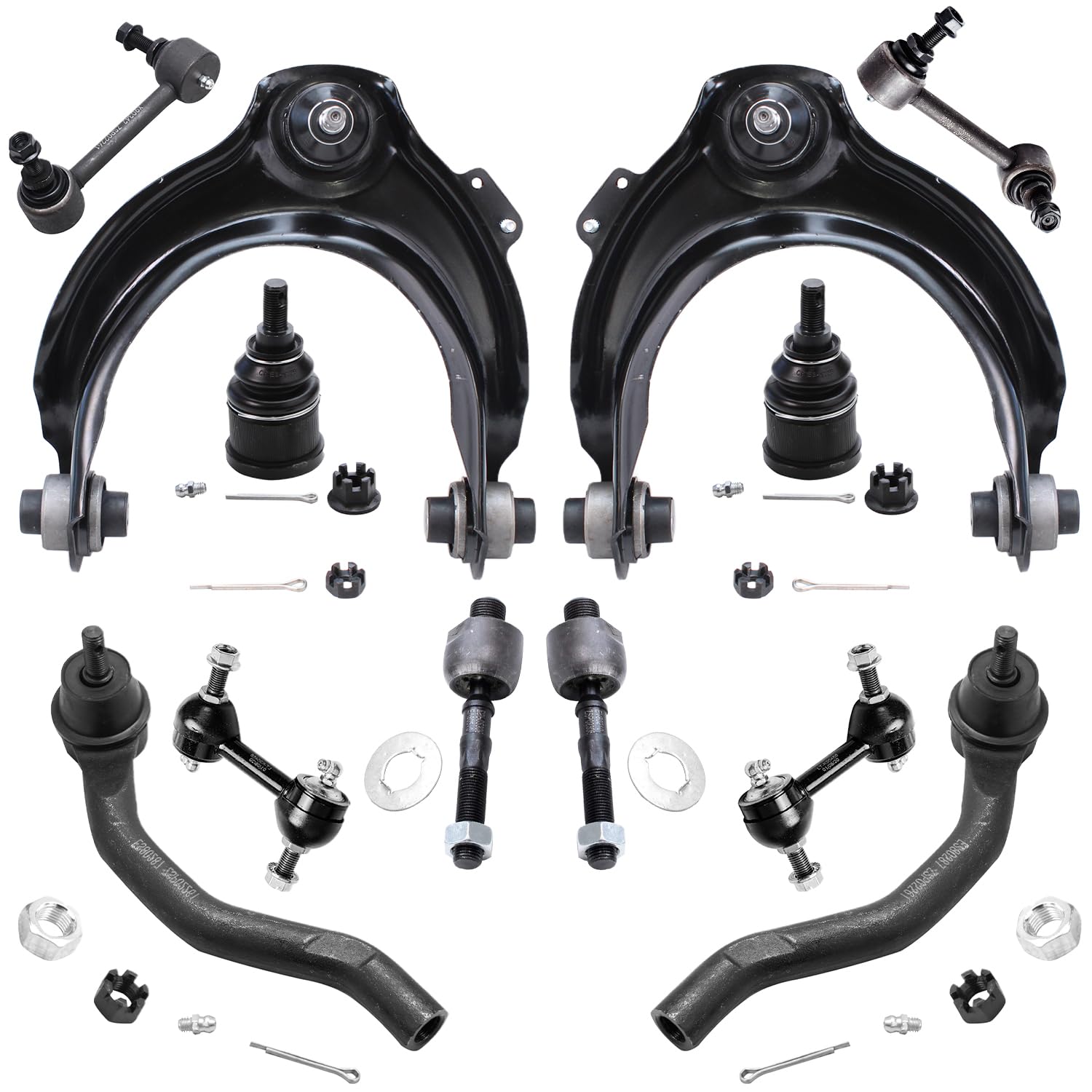 Detroit Axle - 12pc Front End Kit for 04-08 Acura TSX, 03-07 Honda Accord, Upper Control Arms Lower Ball Joints Tie Rods Front a
