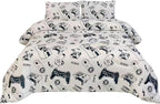 3PCS White Gamer Comforter Set Full for Boys Girls Teens and Kids, Soft Microfiber Cute Comforter Full Size, Bed in a Bag Full Cozy House Collection, Hotel Luxury and Lightweight, Full