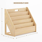 Front-Facing Montessori Bookshelf,5 Tier Book Display Shelf for Toddler,Kids Storage Magazine Rack,Solid Wood Bookcase Organizer,Perfect for Playroom,Bedroom,Study Living Room,Nursery,Classroom