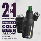 Asobu Frosty Beer Holder 2 Go Vacuum Insulated Double Walled Stainless Steel Beer Can and Bottle Cooler with Beer Opener, Bpa Free, Fits Standard 12oz Bottles, Gift for Beer Lovers (Midnight Marble)