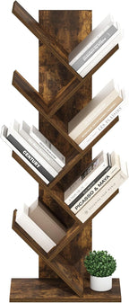 Furinno Tree Bookshelf 7-Tier Floor Standing Tree Bookcase, Amber Pine