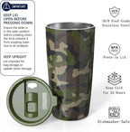 TILUCK 20 oz Insulated Coffee Tumbler with BPA-Free Lid | Travel Coffee Mug, Dishwasher Safe, Cup Holder Friendly, Double-Wall Vacuum Insulation for Hot & Cold Drinks, Camouflage