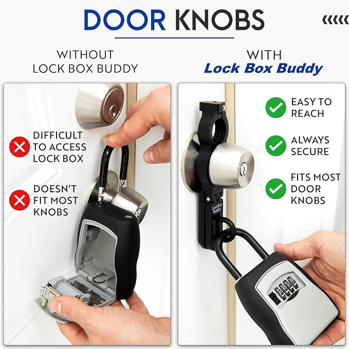 Secure Lock Box Attachment for Lever Handles - Realtors, Vacation Rentals and Real Estate Agent Supplies - Realtor Supplies for Key Lock Box for Keys with Code (1 Pack)