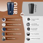 17oz Travel Coffee Mug ,Leakproof Vacuum Coffee Cup Insulated Tumbler | 304 Stainless Steel, Double-Wall Vacuum Insulated, Leakproof, Fits Hot & Cold Drinks Car Cup Holders, Travel, Office